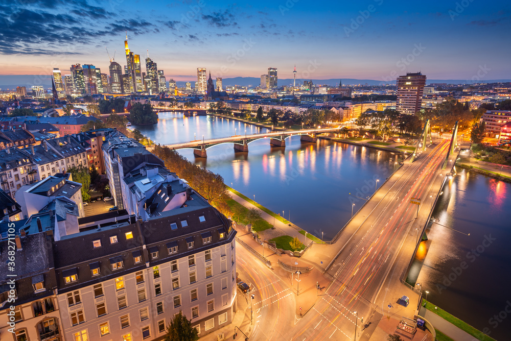 Frankfurt, Germany skyline over the Main River