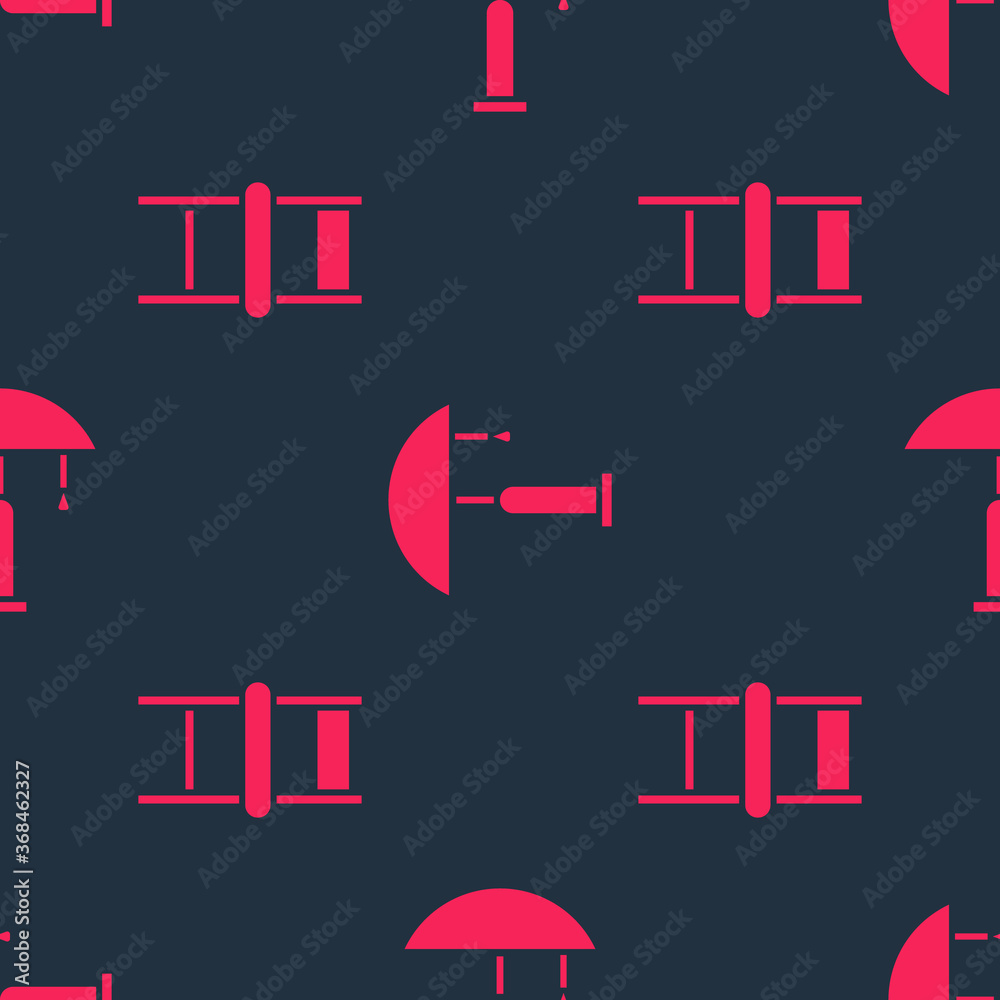 Set Chair and Table lamp on seamless pattern. Vector.