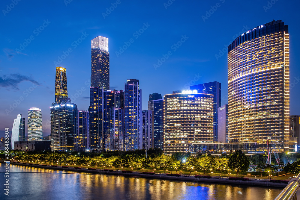 CBD night skyline of Zhujiang New Town, Guangzhou, China