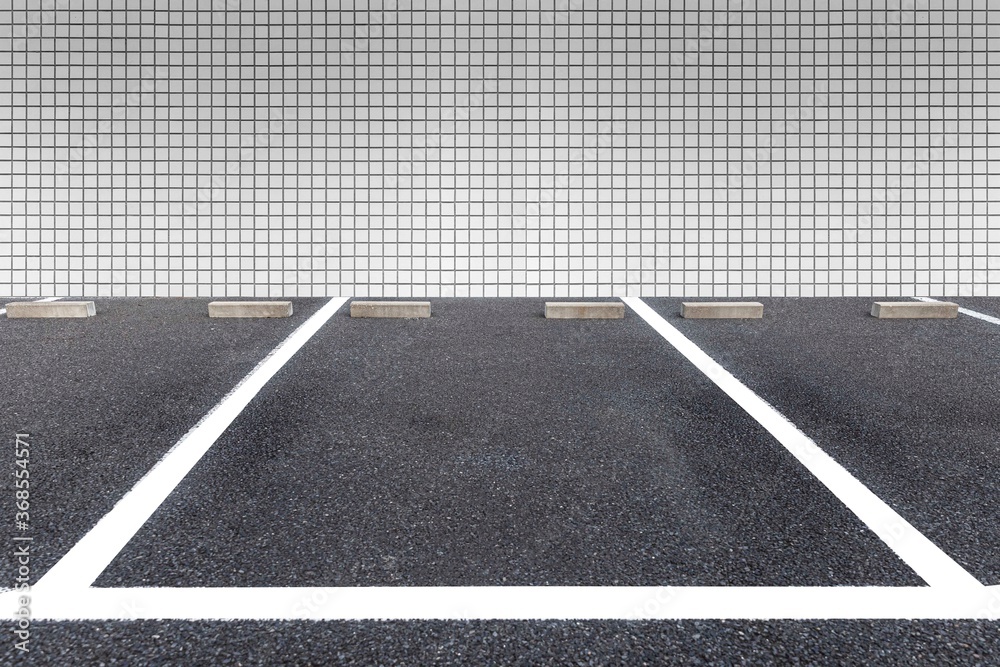 Empty car parking, Car parking lot with white mark, Parking lane outdoor in public park