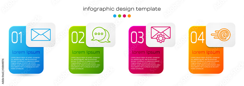 Set line Envelope, Speech bubble chat, Envelope setting and Mail and e-mail. Business infographic te