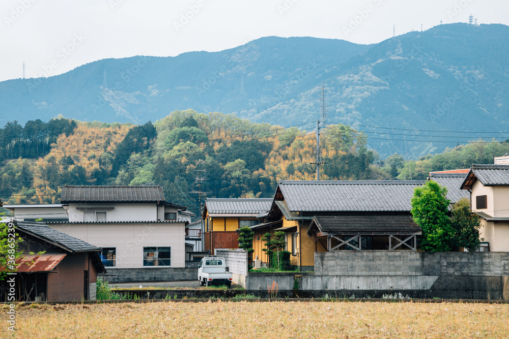 日本四国爱媛县宇智子町的日本乡村