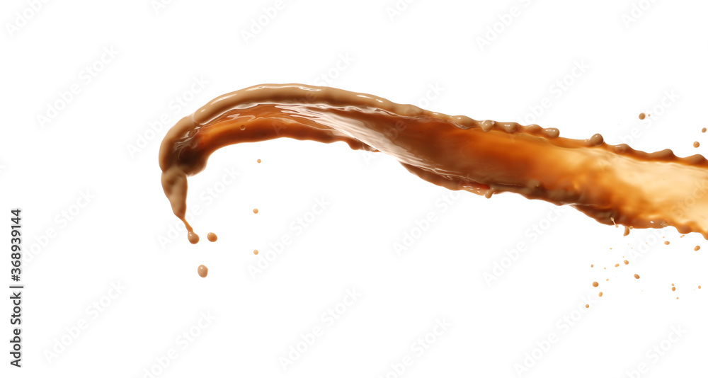 Splash of hot coffee on white background