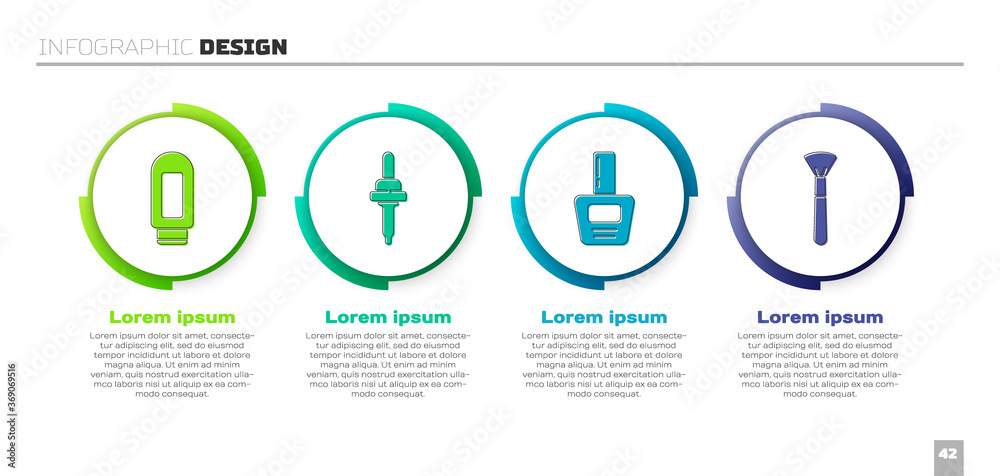 套装面霜或乳液化妆管、移液管、指甲油瓶和化妆刷。商业信息图