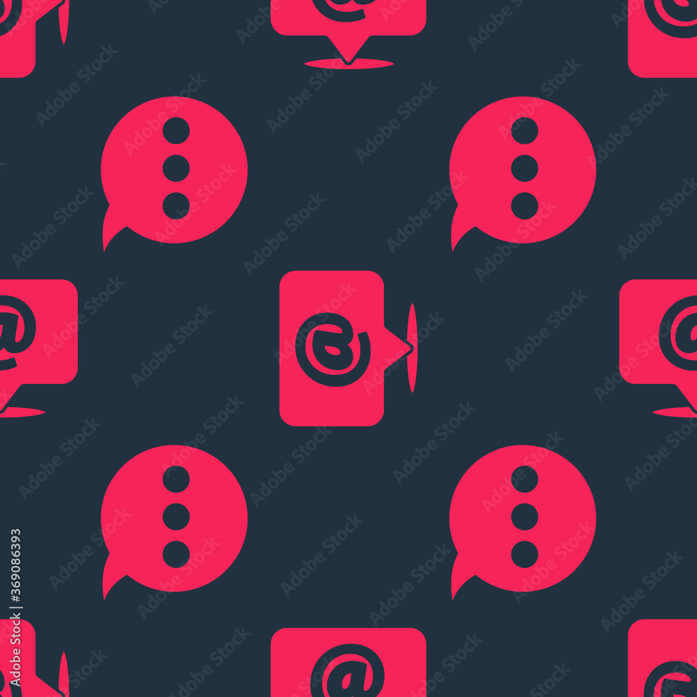 Set Speech bubble chat and Mail and e-mail on seamless pattern. Vector.