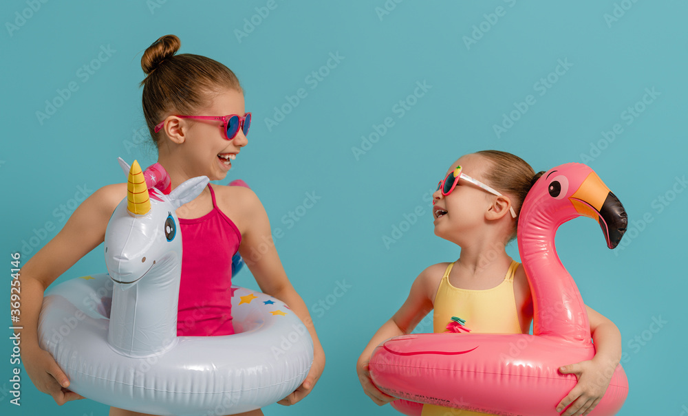 Happy children wearing swimsuit