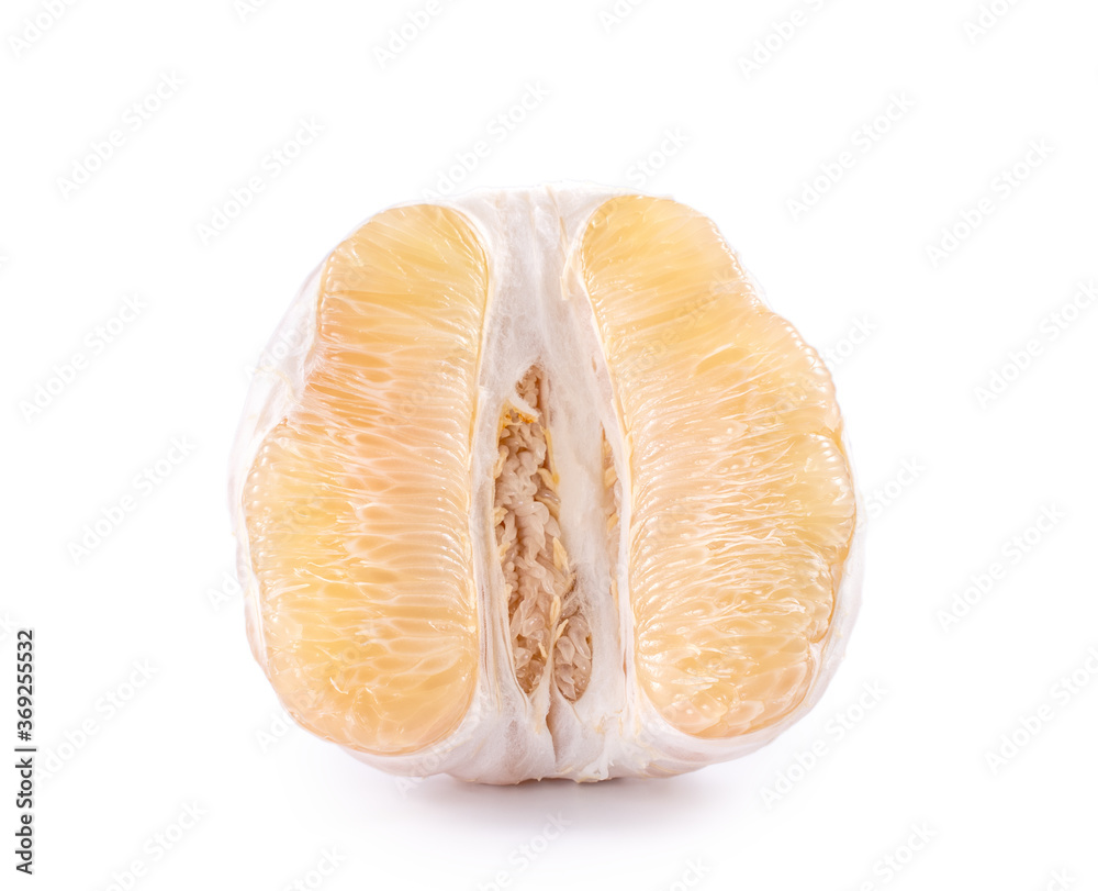 Fresh pomelo, pummelo, grapefruit, shaddock isolated on white background, close up, cut out, clippin