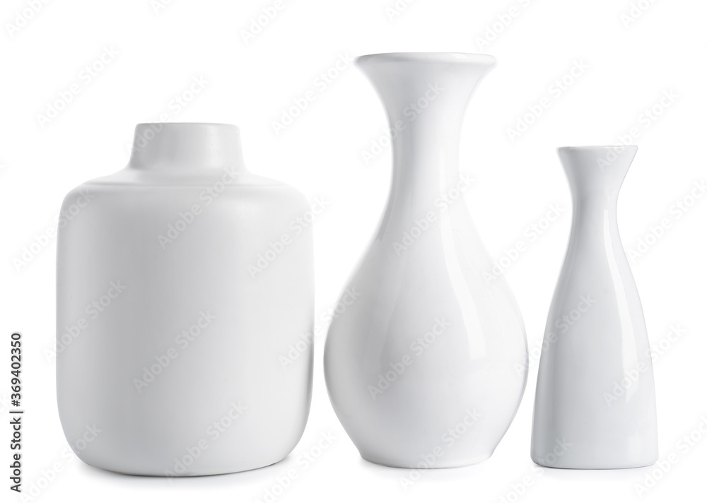 Beautiful vases on white background