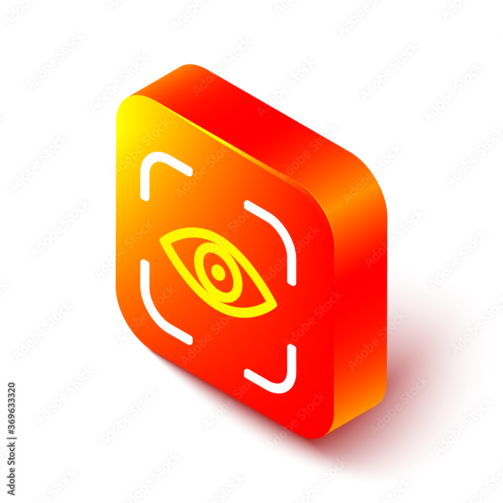 Isometric line Eye scan icon isolated on white background. Scanning eye. Security check symbol. Cybe