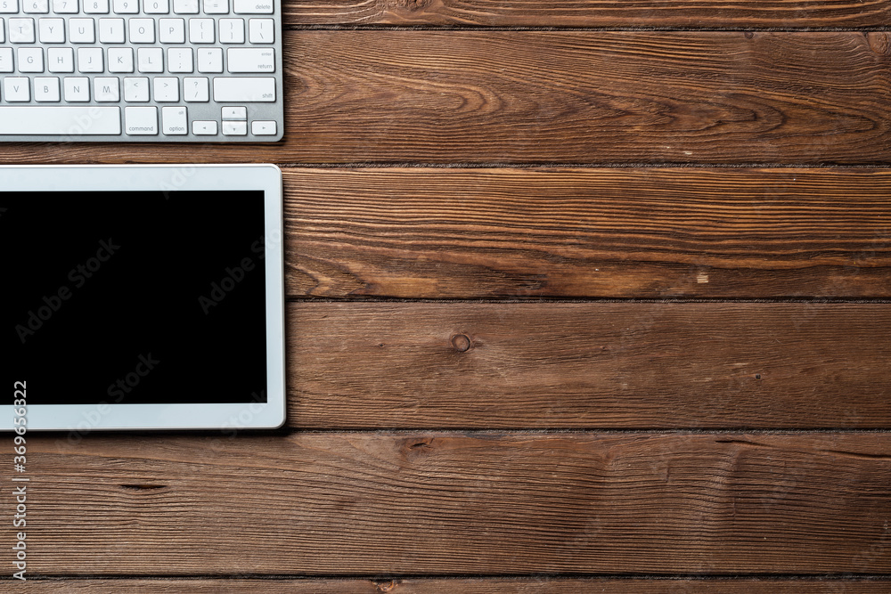 Top view of modern technology working place