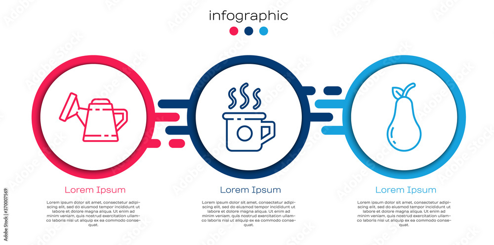 设定生产线——罐装、一杯茶和梨。商业信息图模板。矢量。