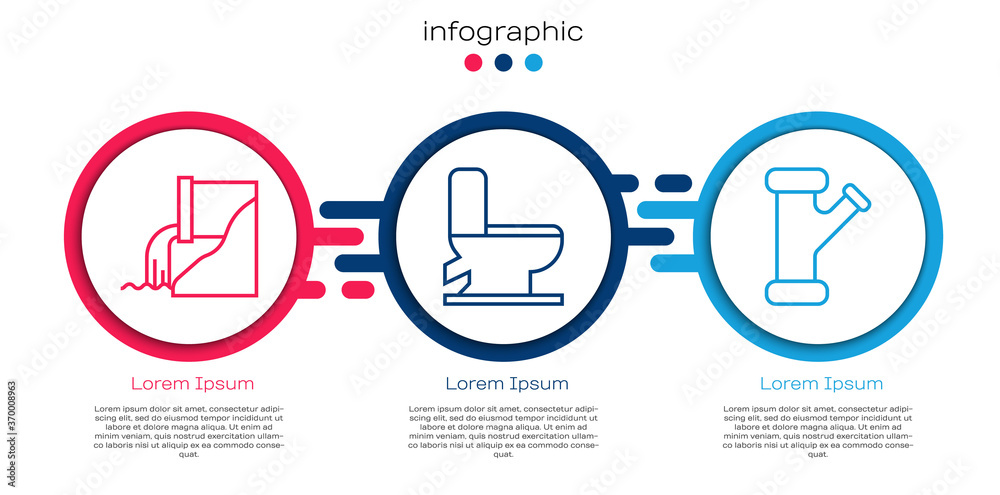 废水、抽水马桶和工业金属管。商业信息图模板。矢量。