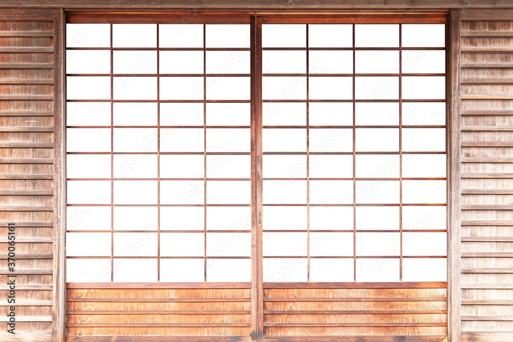 Shoji , Traditional Japanese door,window or room divider consisting isolated on white background