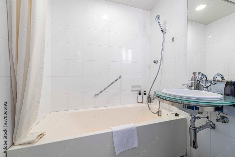 Small bathtub in the bathroom at the hotel