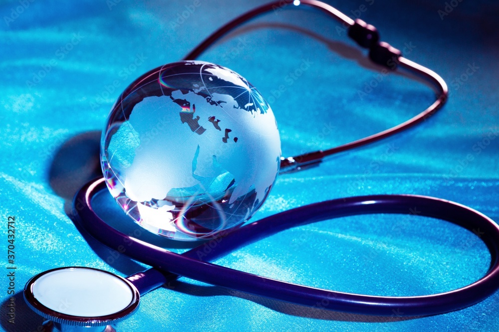 Glass Blue Globe with Stethoscope