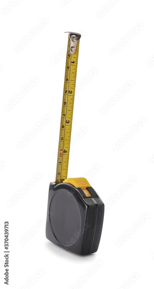 Measuring tape on white background