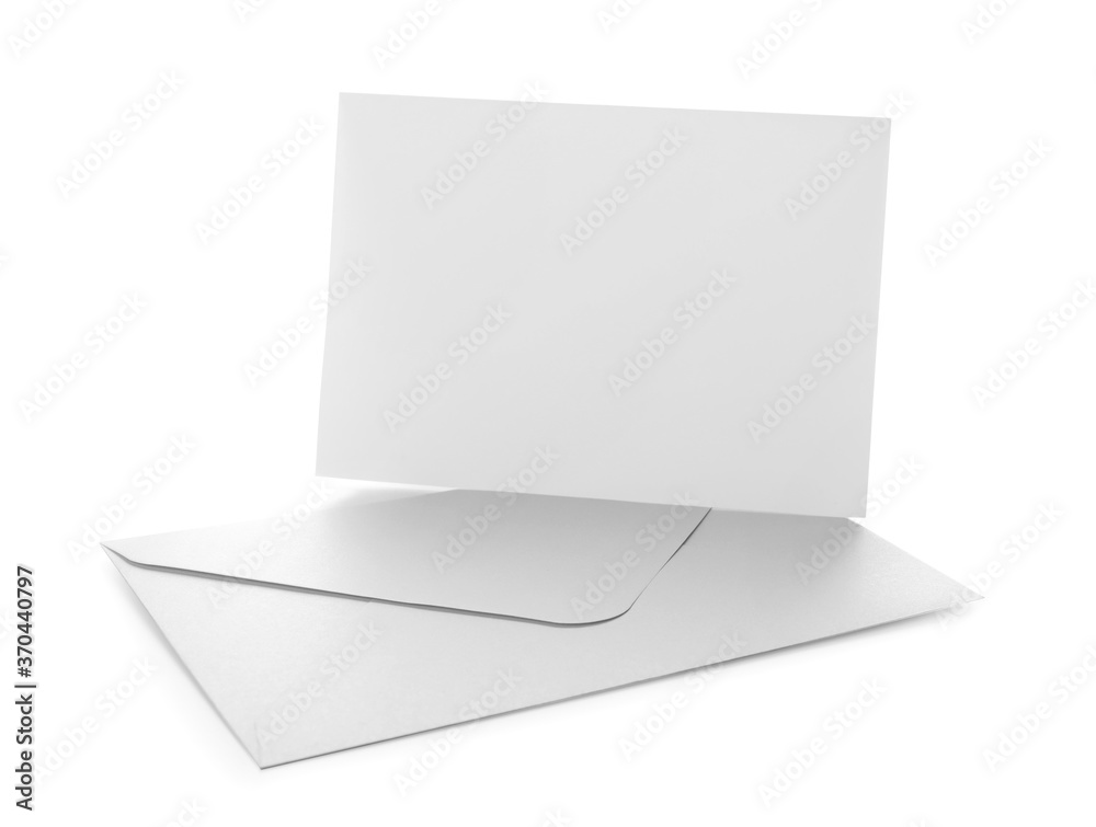 Blank card with envelope on white background