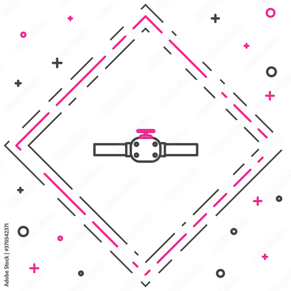 Line Industry金属管道和阀门图标隔离在白色背景上。彩色轮廓概念。