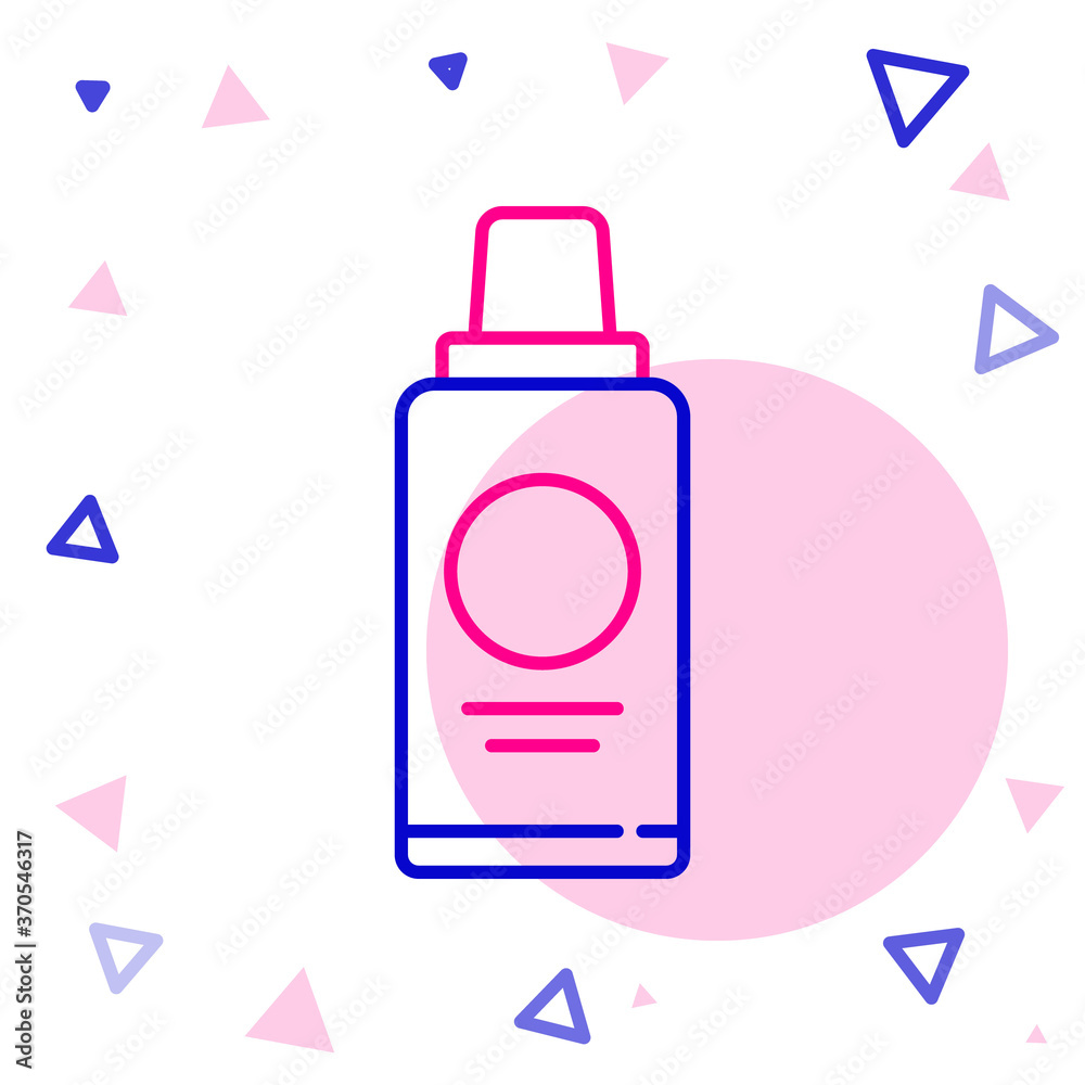 Line Bottle of shampoo icon isolated on white background. Colorful outline concept. Vector Illustrat