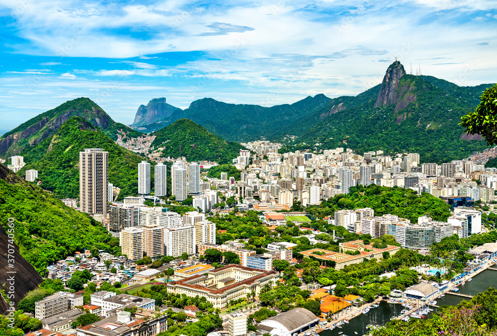 View of Botafogo, a beachfront neighborhood of Rio de Janeiro in Brazil