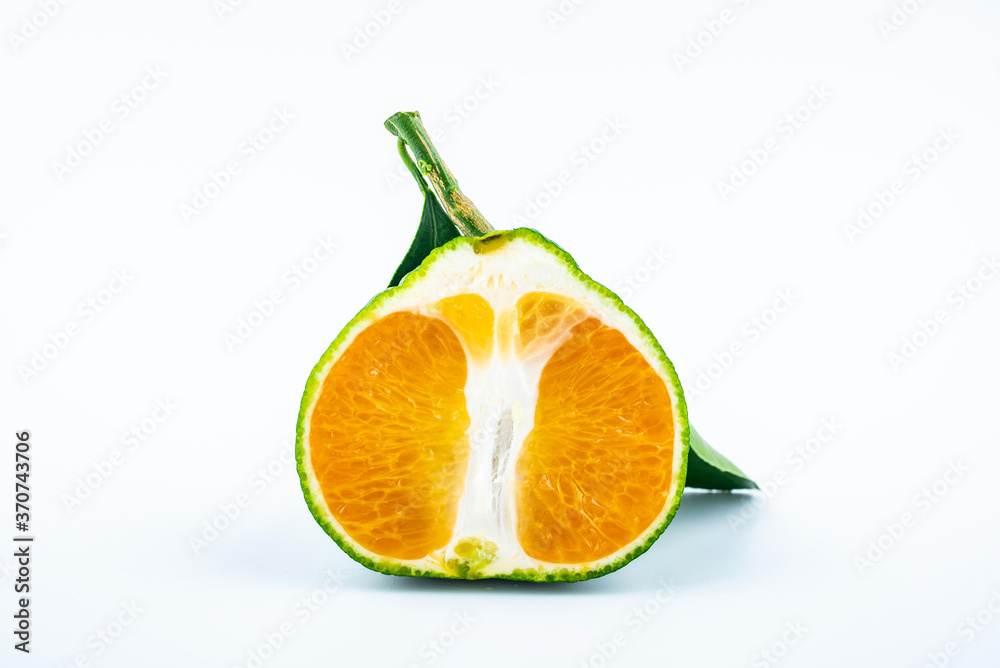 Fresh oranges on white background