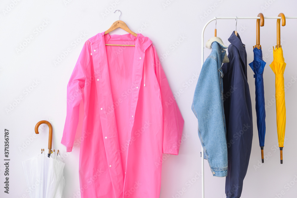 Interior of modern hallway with raincoat