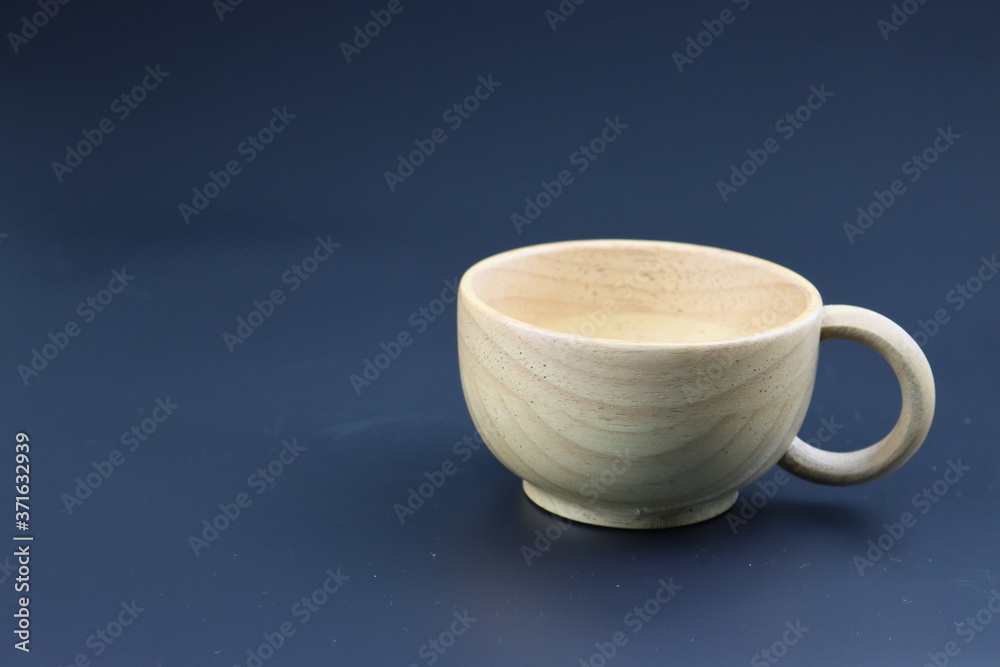 Empty white coffee cup on black color background