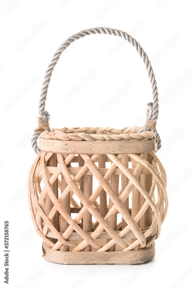 Wicker lantern on white background