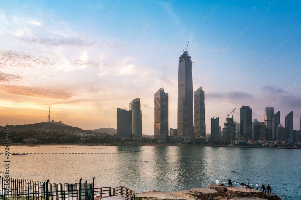 Skyline of modern urban architectural landscape in Qingdao