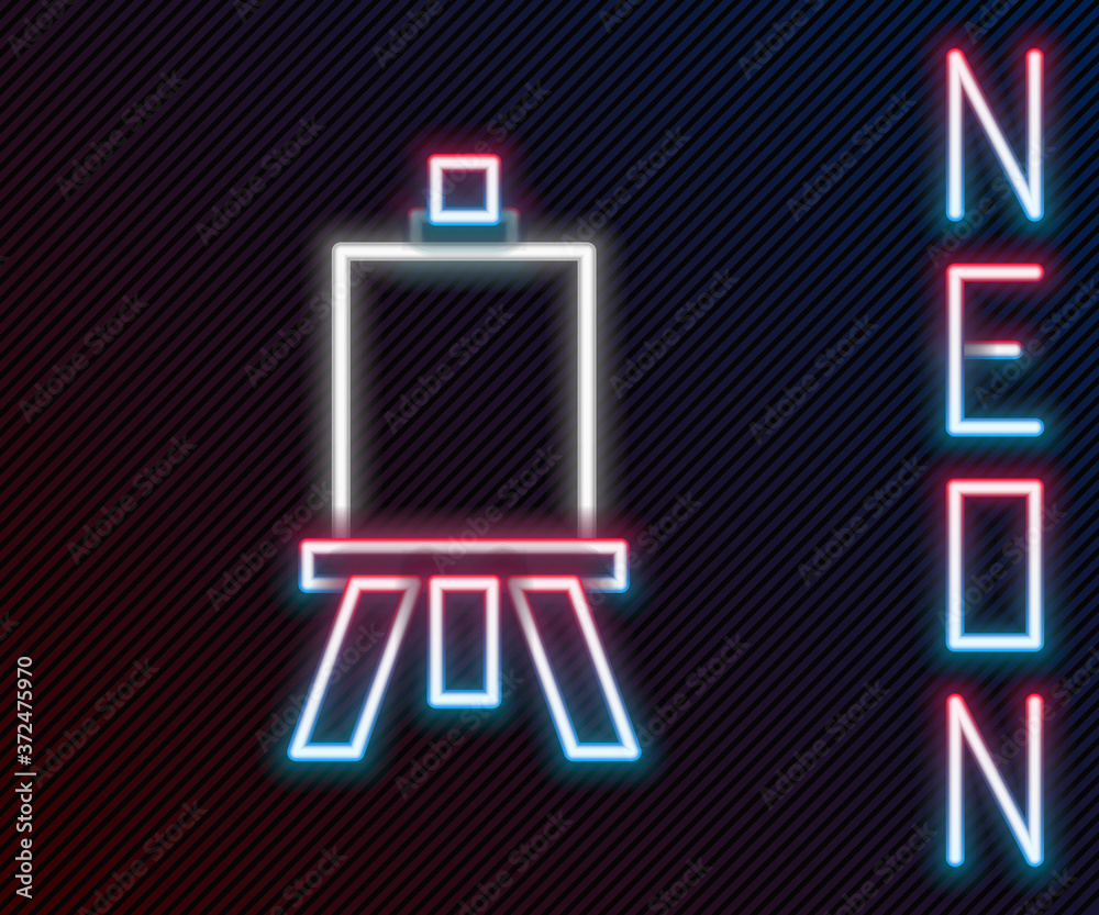 Glowing neon line Wood easel or painting art boards icon isolated on black background. Colorful outl