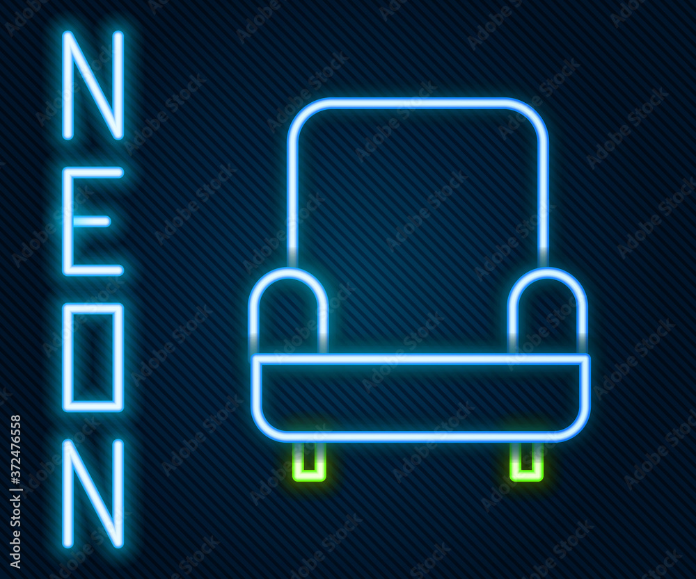 Glowing neon line Armchair icon isolated on black background. Colorful outline concept. Vector Illus