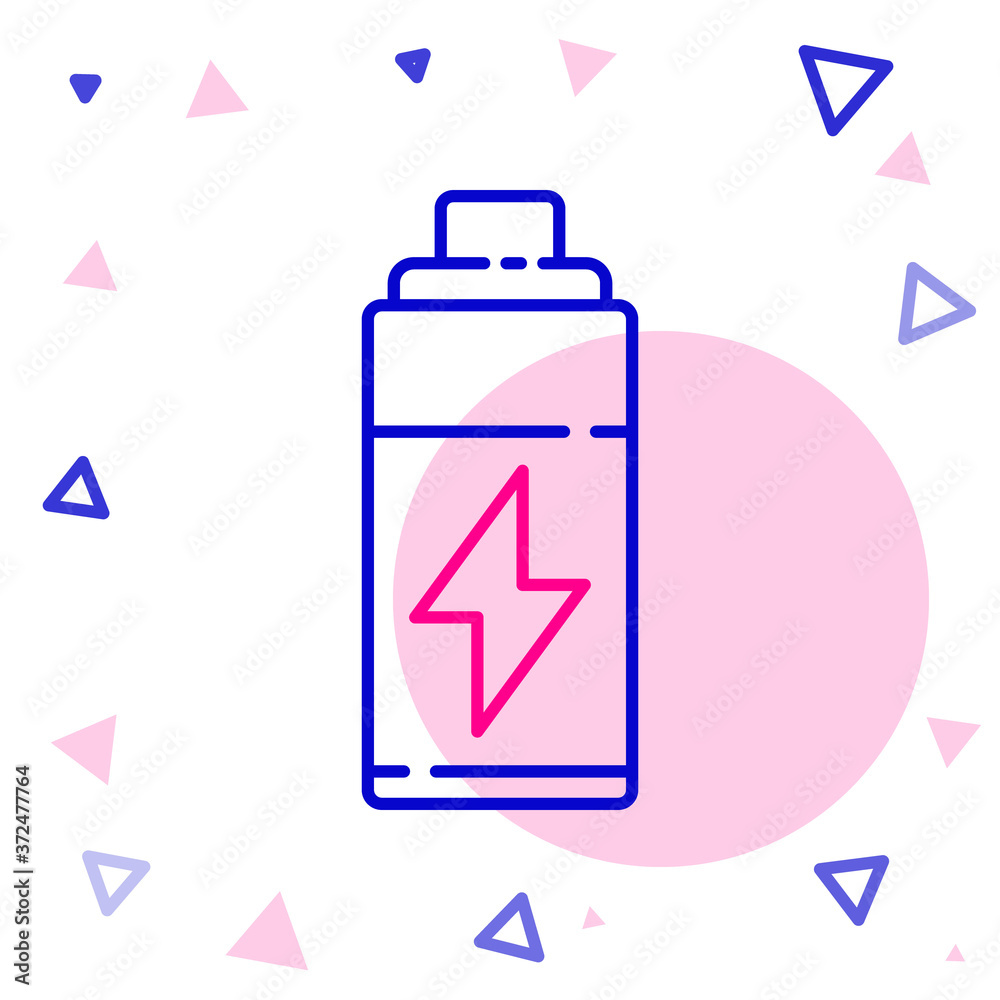 Line Battery icon isolated on white background. Lightning bolt symbol. Colorful outline concept. Vec