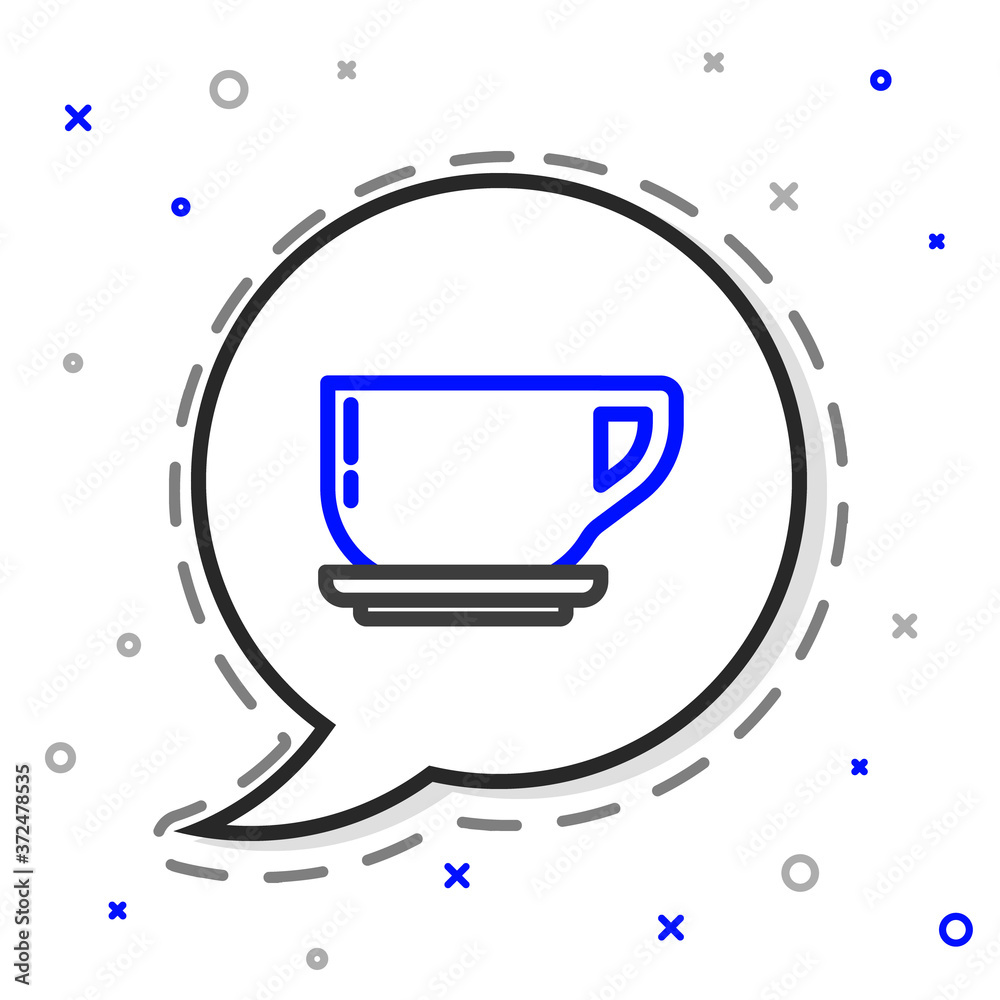 Line Coffee cup icon isolated on white background. Tea cup. Hot drink coffee. Colorful outline conce