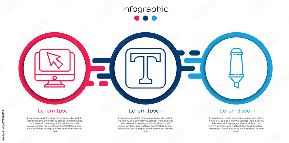 设置行计算机监视器和光标，文本和记号笔。商业信息图模板。矢量。