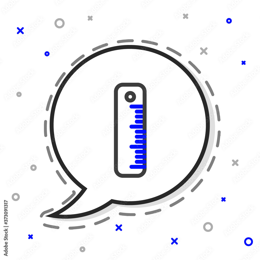 标尺图标隔离在白色背景上。斜视符号。彩色轮廓概念。矢量
