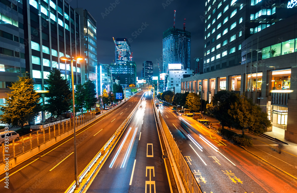 日本东京涩谷的深夜交通