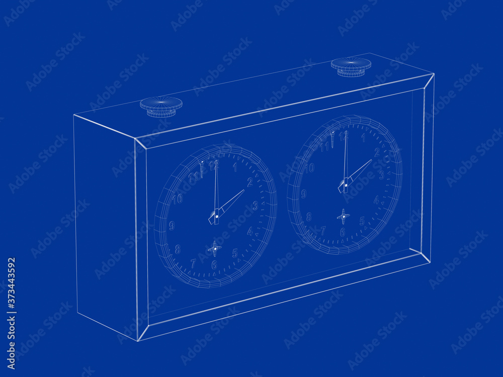 模拟国际象棋时钟三维线框模型