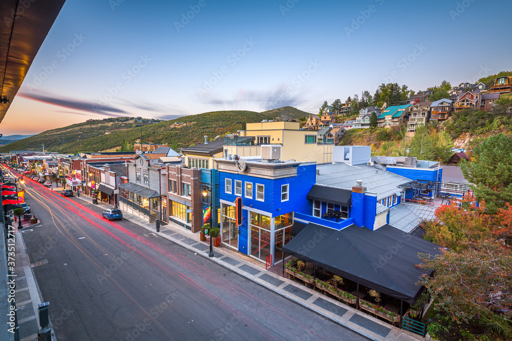 Park City, Utah, USA Town View Over Main Street