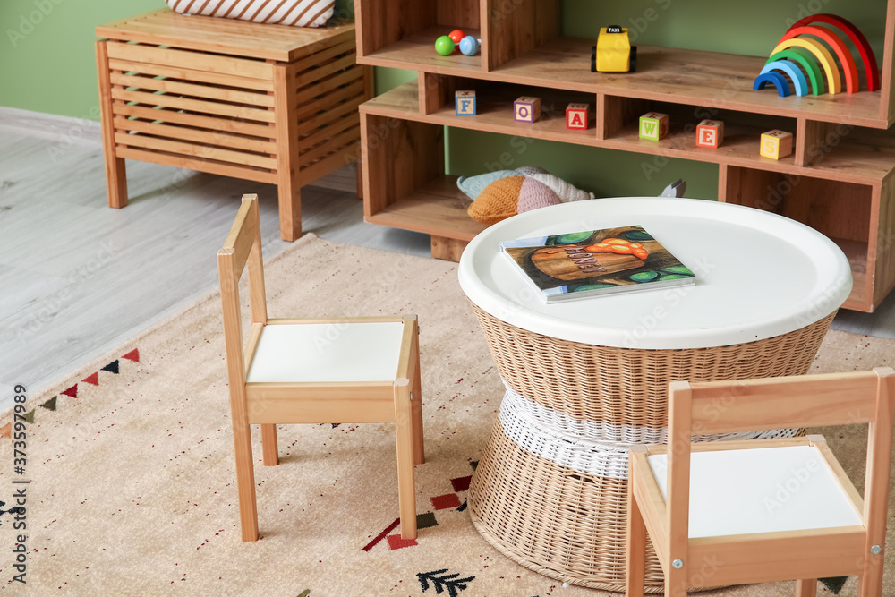 Interior of modern playroom in kindergarten