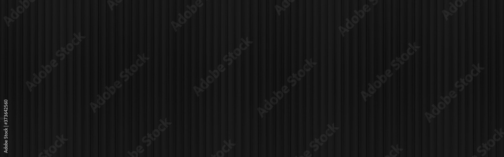 Panorama of Black Corrugated metal background and texture surface or galvanize steel