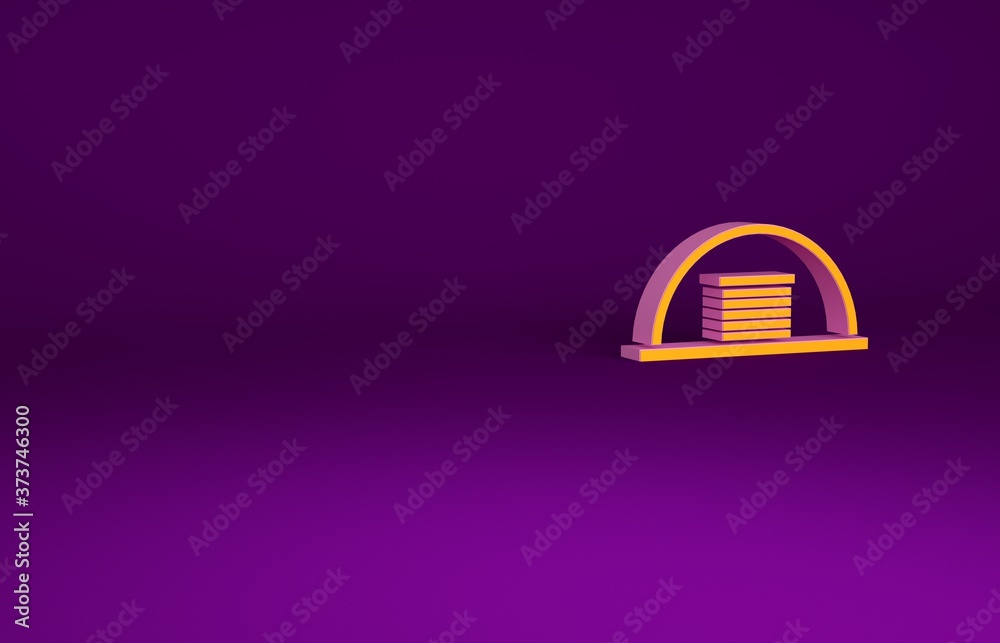 Orange Hangar icon isolated on purple background. Minimalism concept. 3d illustration 3D render.