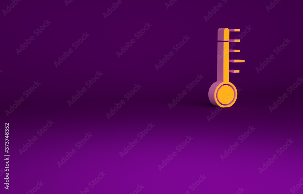 Orange Meteorology thermometer measuring icon isolated on purple background. Thermometer equipment s