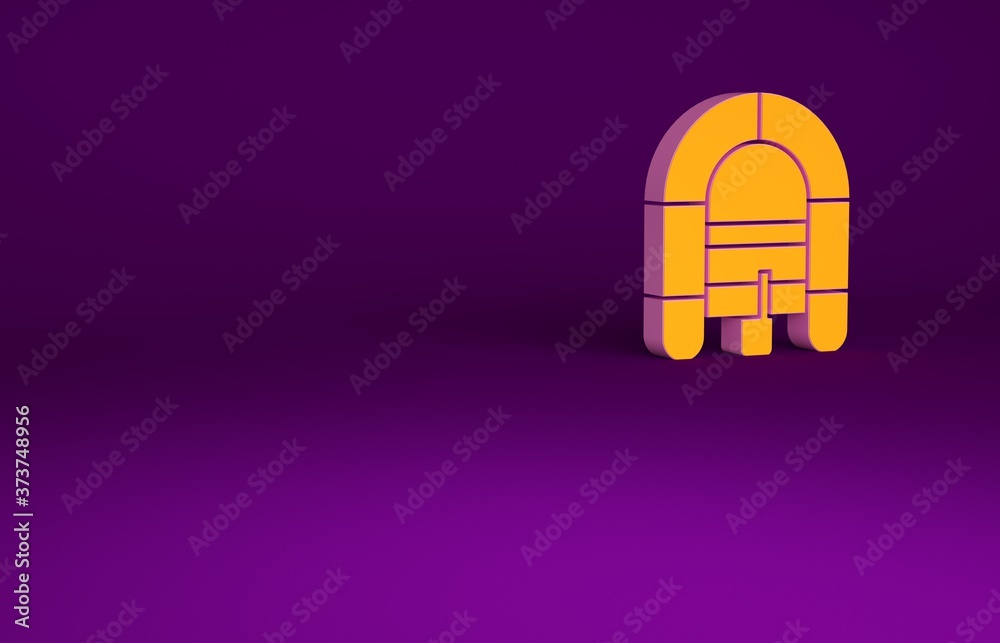 Orange Rafting boat icon isolated on purple background. Inflatable boat. Water sports, extreme sport