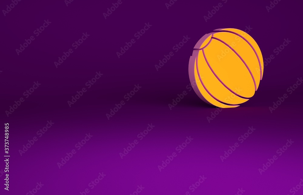 Orange Beach ball icon isolated on purple background. Minimalism concept. 3d illustration 3D render.