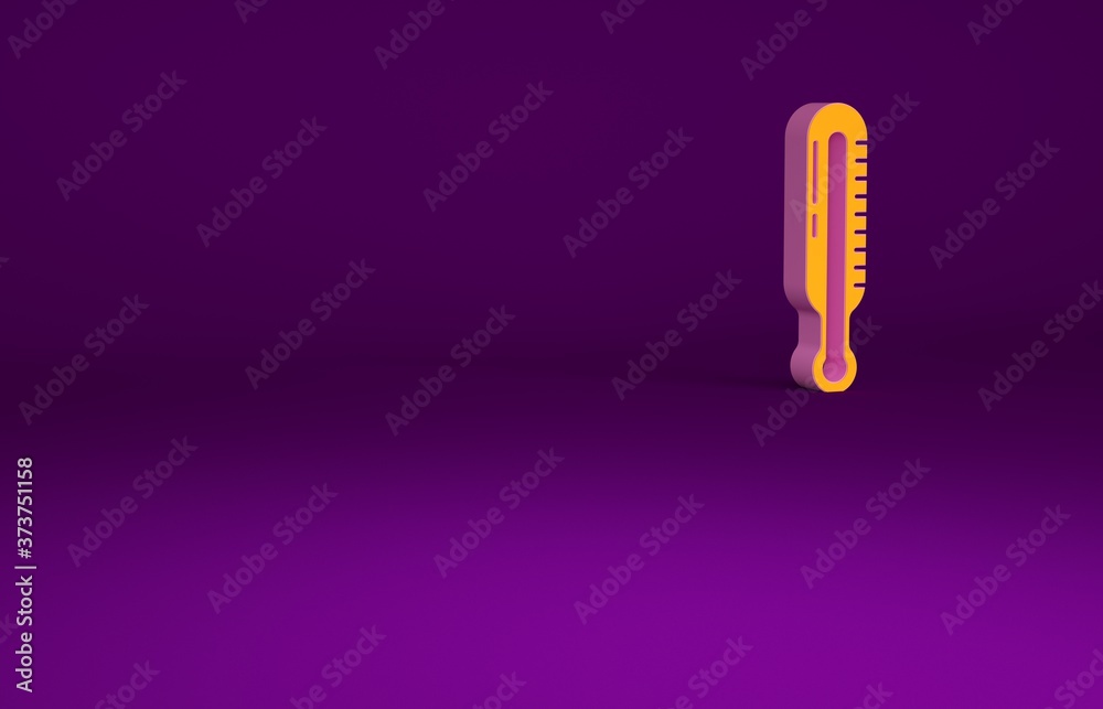 Orange Meteorology thermometer measuring icon isolated on purple background. Thermometer equipment s