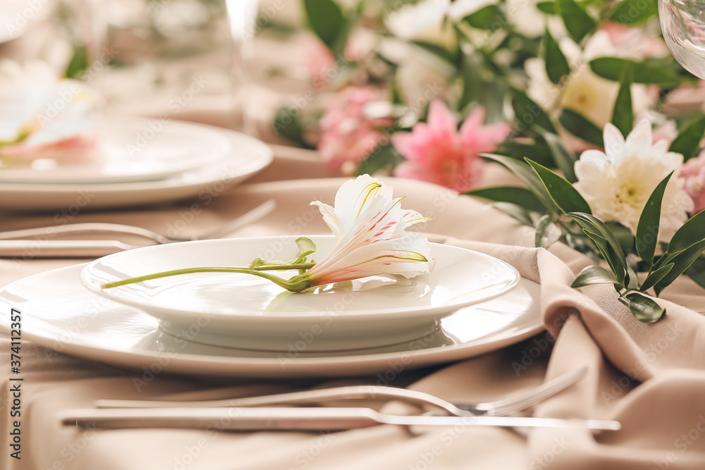 Beautiful table setting in restaurant