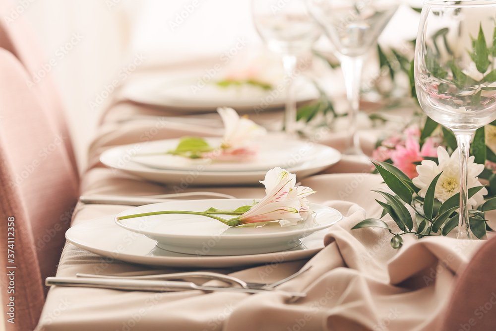 Beautiful table setting in restaurant