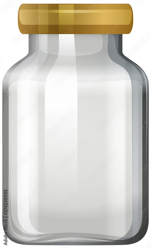 Empty glass jar on white background