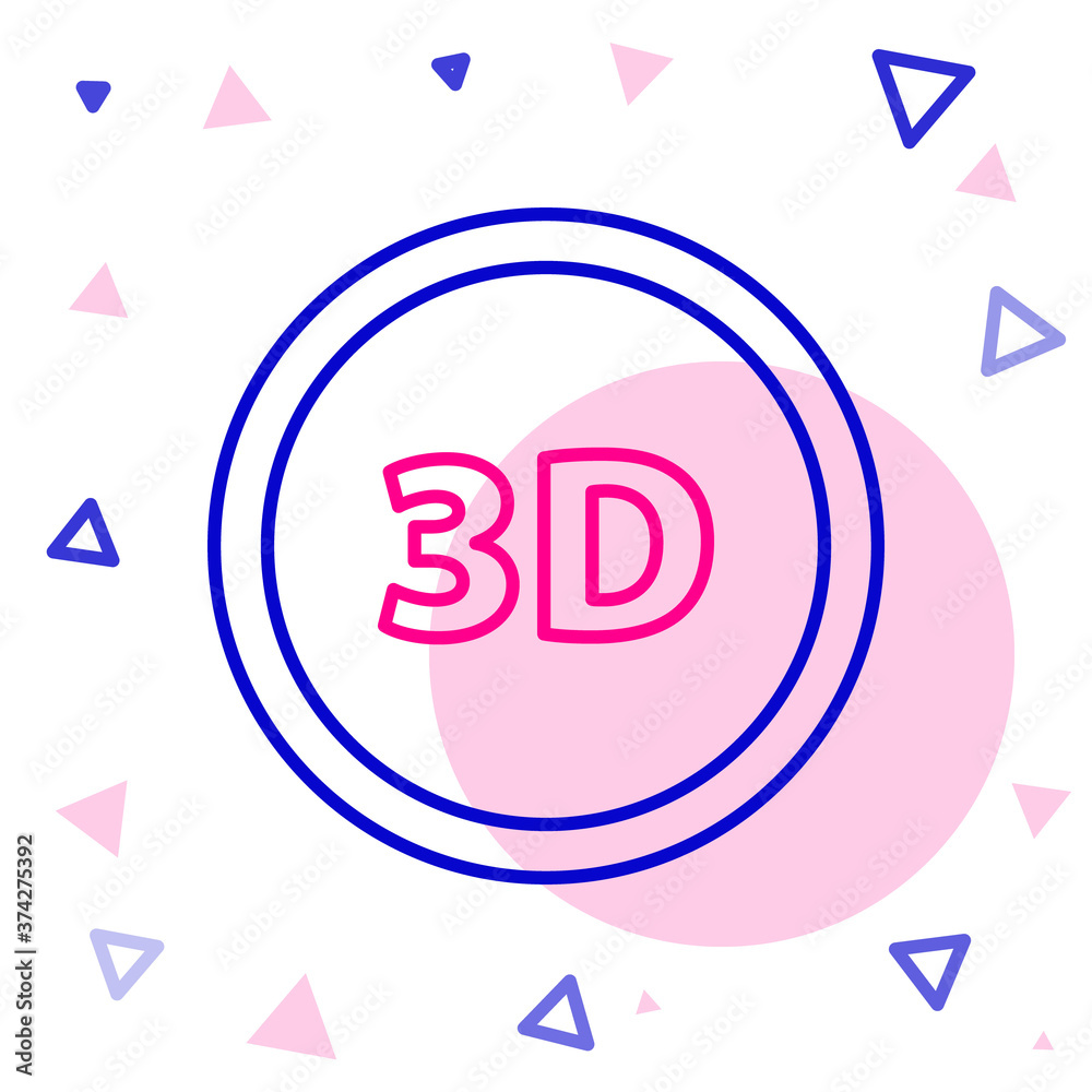 白色背景上隔离的线条3D单词图标。彩色轮廓概念。矢量插图。