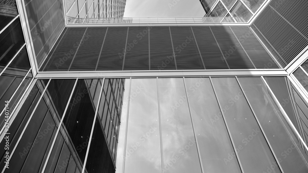 Abstract modern architecture with high contrast black and white tone. Architecture of geometry at gl